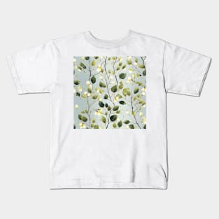 Green Leaves Pattern 3 Kids T-Shirt